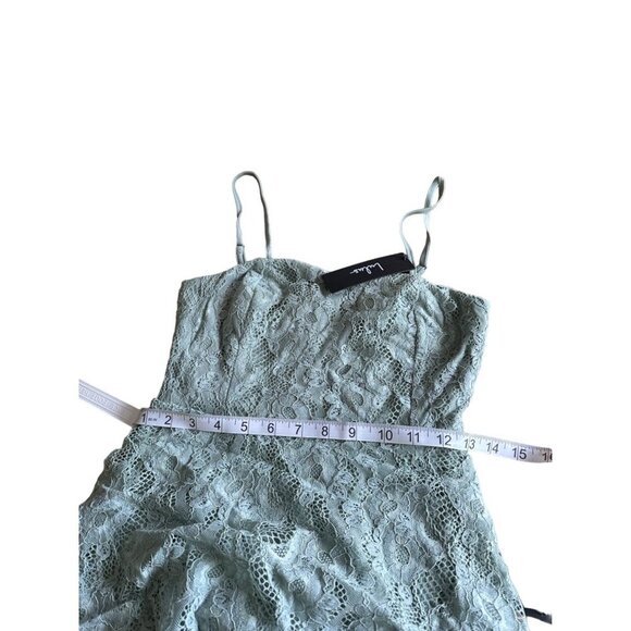Lulus Mint Green Lace Tiered Maxi Dress With Spaghetti Straps Side Slit SZ S NWT - Picture 12 of 13
